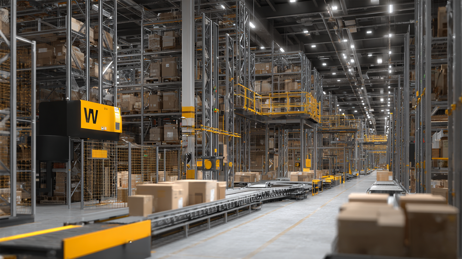 A large warehouse that is fully automated 2 A large warehouse that is fully automated