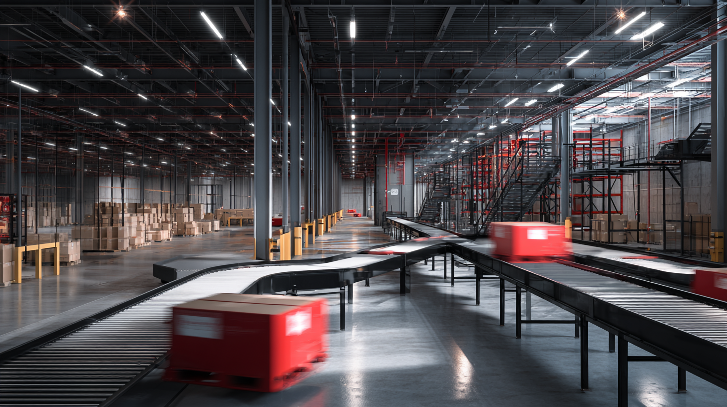 An automated warehouse sorting packages