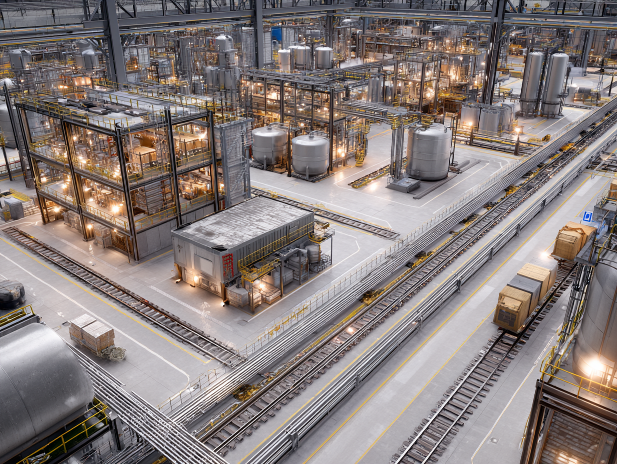 An automated chemical production warehouse