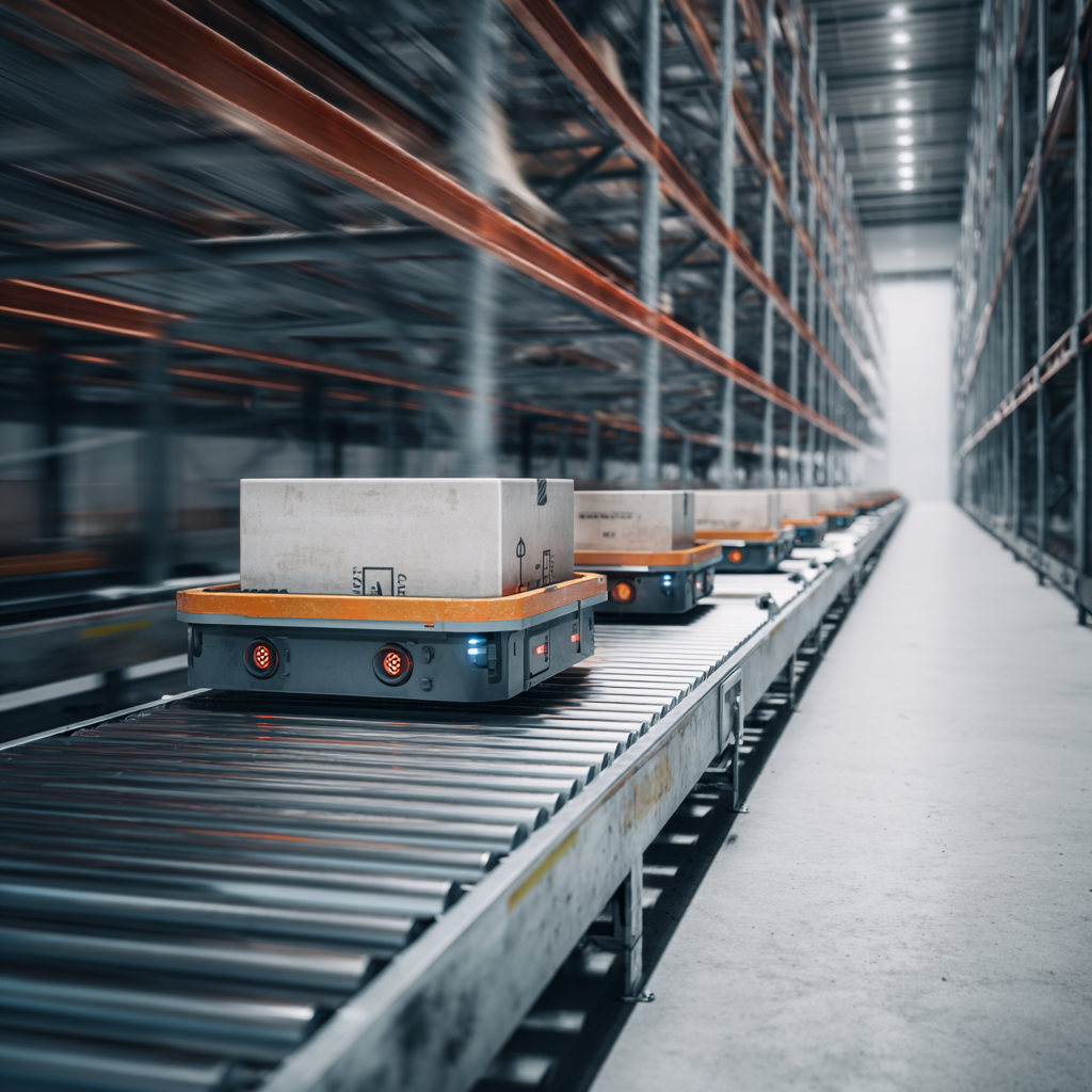 Motorised rollers in an automated warehouse